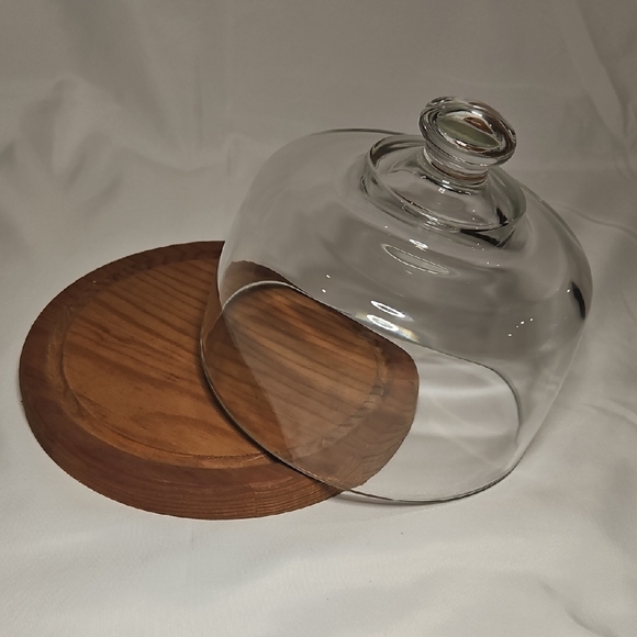 Clear Glass Cloche with Wooden Base - Picture 2 of 3